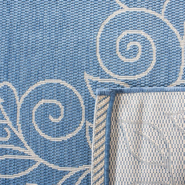 Safavieh Courtyard Blue & Beige 2&-3x22 x 10& Indoor/Outdoor Rug