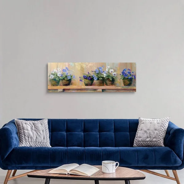 Violets in Pots, Canvas Wall Art, 48x16, Great Big Canvas