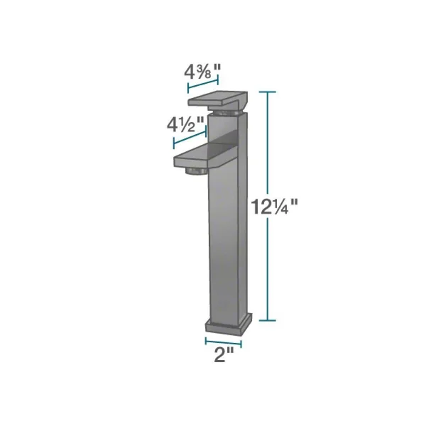 Rene R11-5003-Plt-R9-7003 Stone Composite Square Vessel Sink - Platinum - Chrome, Silver