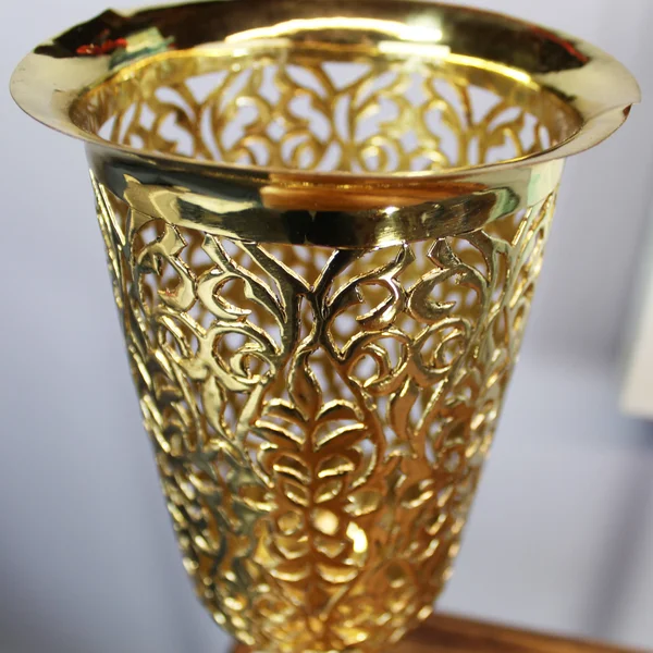Natural Geo Brass & White Marble 14x22 Candle Lantern Vase