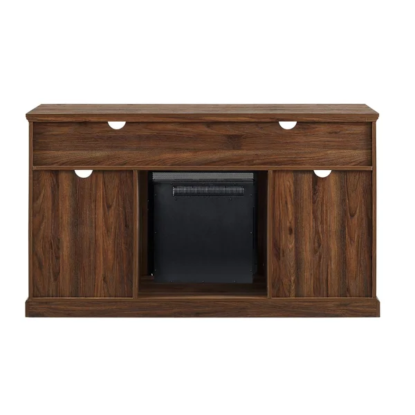 Copper Grove 58-Inch Glass Door Fireplace TV Console - Dark Walnut