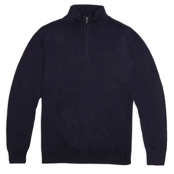 Mens 100% Extra Fine Merino Wool Quarter Zip Jumper, Navy, S