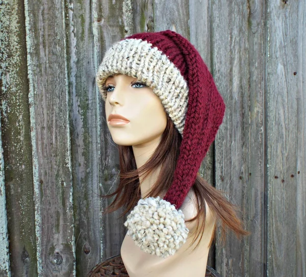 Santa Hat Knitted Santa Hat Rustic Santa Hat Santa Claus Hat Christmas Hat Knit Hat Womens Hats Winter Hat Mens Hat Winter Acces