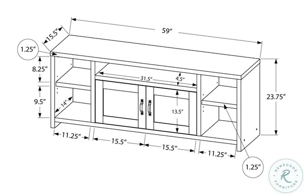 Monarch TV Stand - 60x22L, Brown Reclaimed Wood-Look