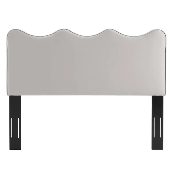 Monrovia Light Grey Velvet Upholstered Full/Queen Size Headboard