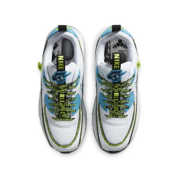 Nike Air Max 90 SE GS Worldwide White Blue Fury - Size 7 Kids