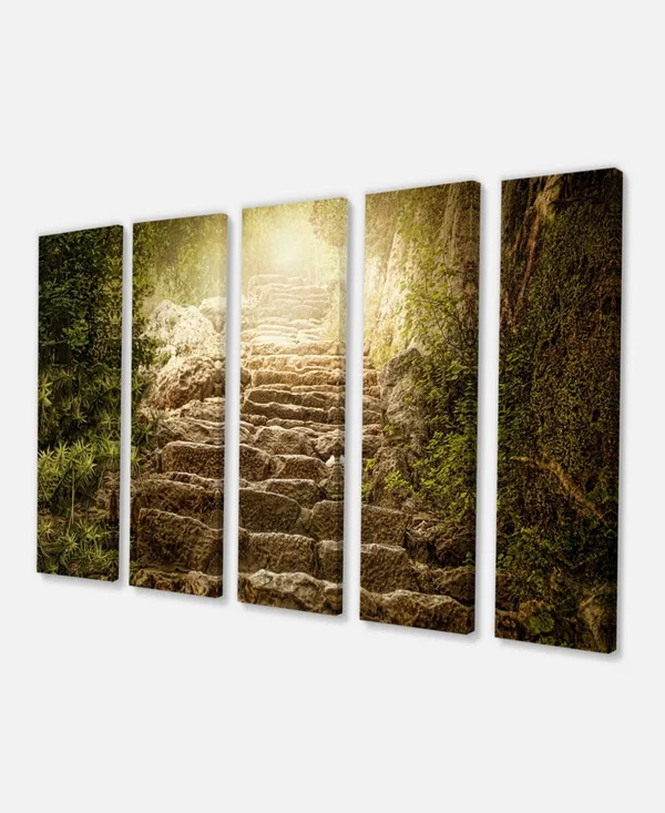 Design Art &Holy Light and Upstairs& Photographic Print Multi-Piece Image on Canvas, Size: 60 in. Wide x 28 in. High - 5 Equal P