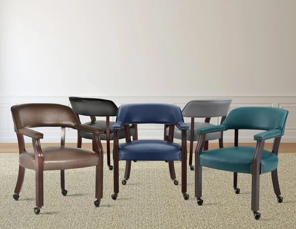 Steve Silver Tournament Gray Arm Chair with Casters