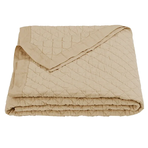HiEnd Accents Cream Diamond Pattern Linen Quilt - King, 104" x 94"
