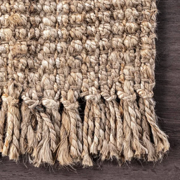 nuLOOM Beige Chunky Loop Jute Rug 6& Square