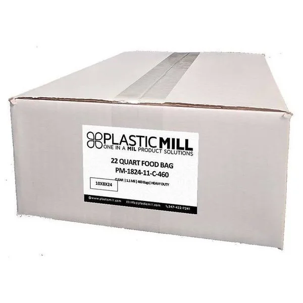 PlasticMill 22 Quart Clear Food Storage Bag, 1.1 MIL, 10x8x24 460/Case