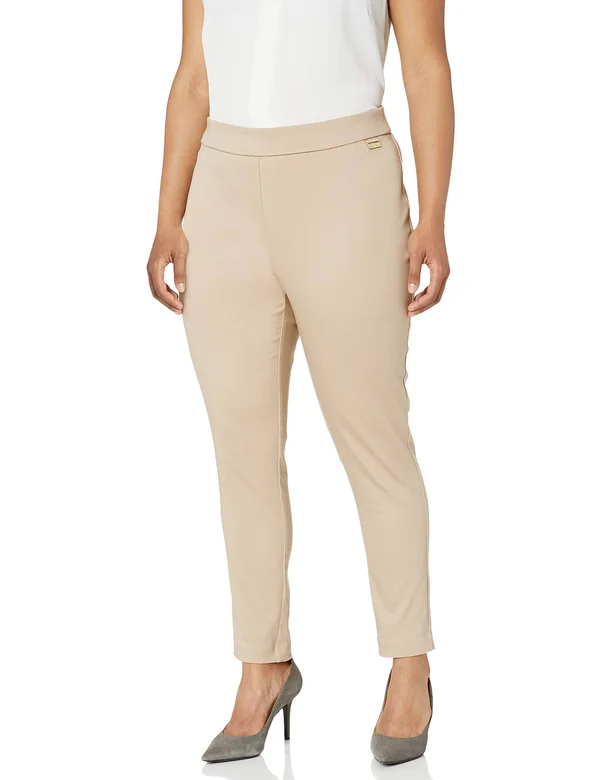 Calvin Klein Women's Plus Pull-On Cropped Pants - Latte - Size 1x
