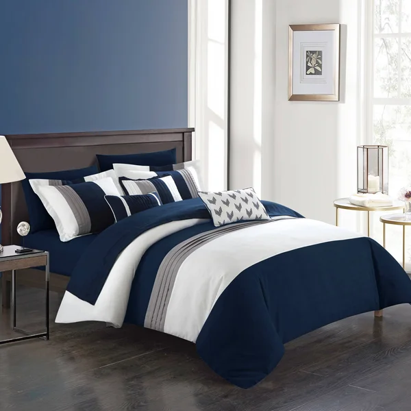 Chic Home 10 Piece Ayelet Comforter Set, King, Black