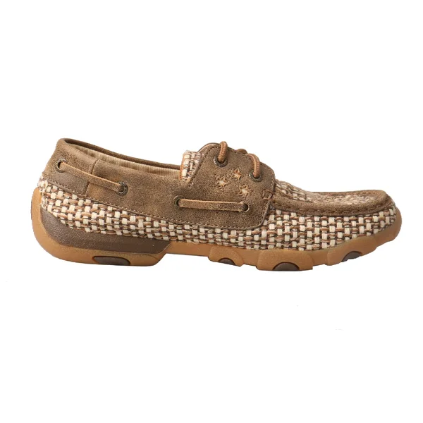 Twisted x Women's WDM0110 Driving Moc, Bomber/Ivory Canvas/Leather