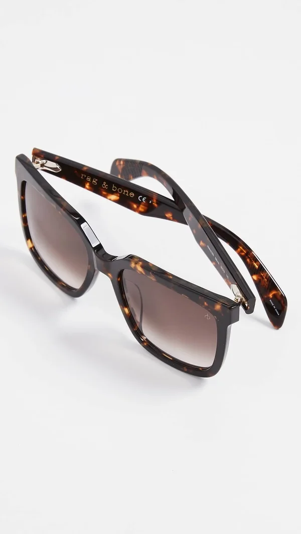 Rag & Bone Rnb 1018/S 0086-HA Dark Havana Square Sunglasses