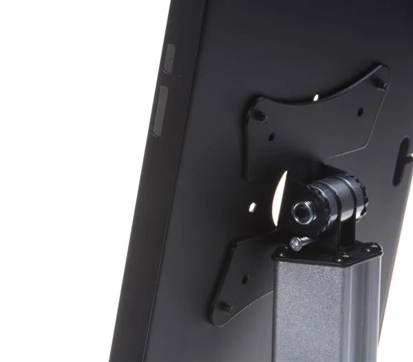 Height Adjustable Tablet Floor Stand - Tilting Enclosure, Holes in Base for Bolting to Floor (Black & Silver) (IPDLMSSVL3)
