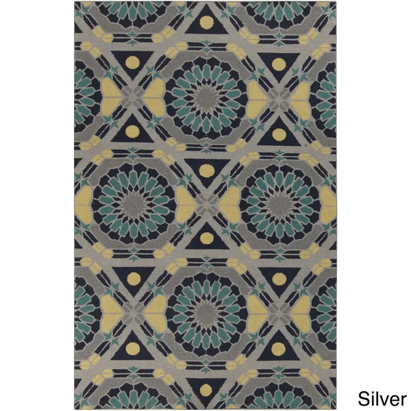 Hand-Knotted Catalina Medallion Pattern Wool Area Rug (5' x 8') Silver