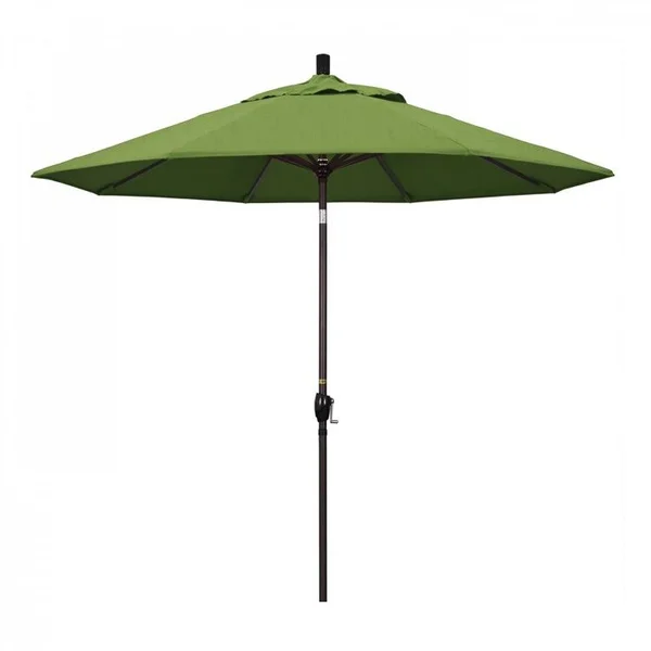 California Umbrella Pacific Trail Series 9' Patio Umbrella with Bronze Aluminum Pole and Ribs Push Button Tilt Crank Lift and Su
