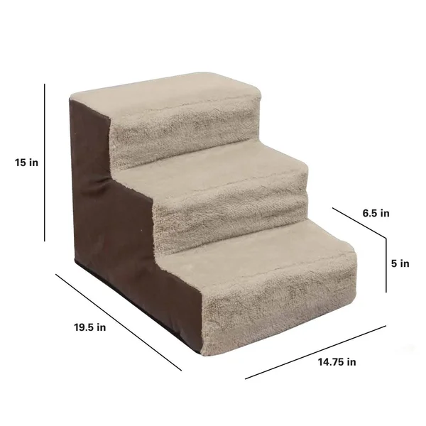 Dallas Manufacturing Co. 3 Step Home D閏or Pet Steps, Brown & Tan