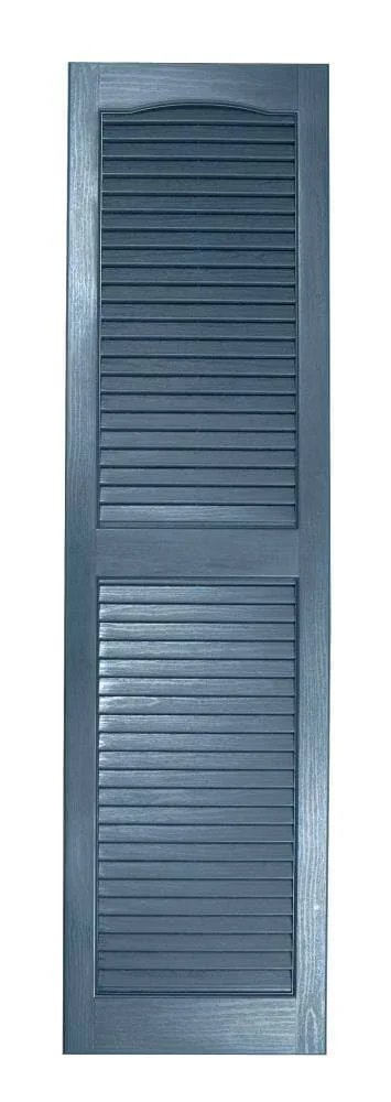 Alpha 2-Pack 14.5-in W x 46.5-in H Indigo Blue Louvered Vinyl Exterior Shutters, VBL15X47IB