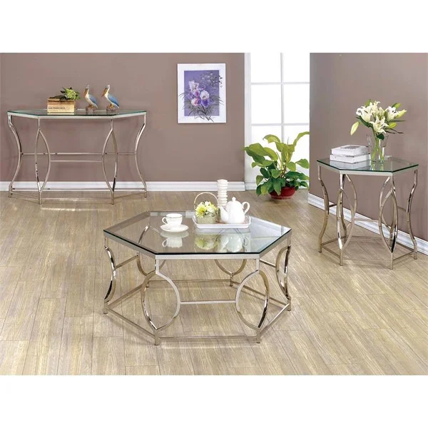 Furniture of America Annette Contemporary Metal End Table in Chrome