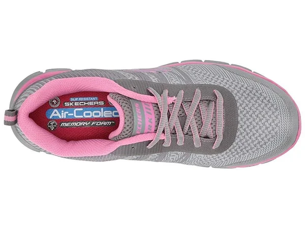 Skechers Women's Work Sure Track Saquenay Alloy Toe Shoe, Size: 5.5, Gray/Pink