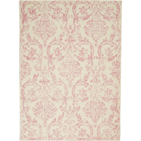 Nourison Jubilant Area Rug, Ivory/Pink, 5&3x22 x Round