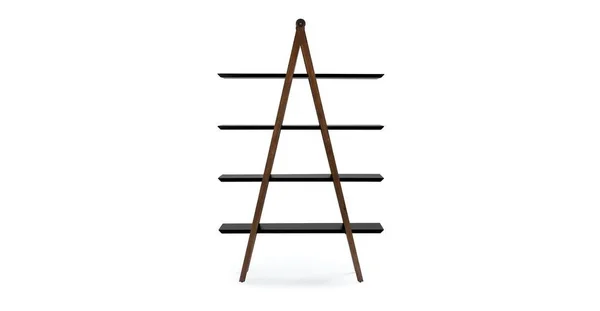 Solid Wood A-Frame Shelf, Black and Walnut, Article Caliper Modern Furniture - Labor Day Deals