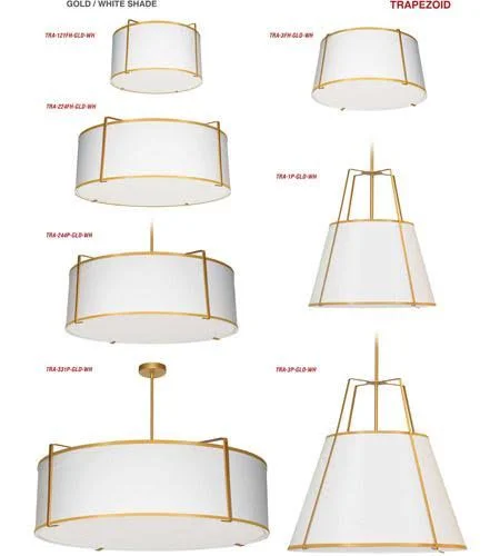 Dainolite TRA-331P-GLD-WH Trapezoid - 3 Light Trapezoid Pendant Gold