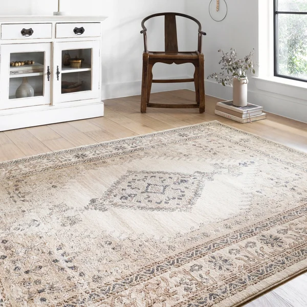 Alexander Home Josefina Diamond Medallion Traditional Rug - 2&8x22 x 10&6x22 - Oatmeal, Ivory