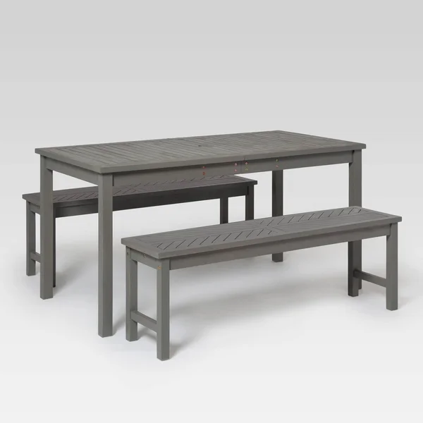 3PC Coro Chevron Outdoor Patio Dining Set Gray Wash - Saracina Home