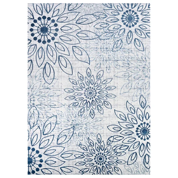 Couristan 6&6x22 x 9&6x22 Ivory/Steel Blue Calinda Summer Bliss Area Rug