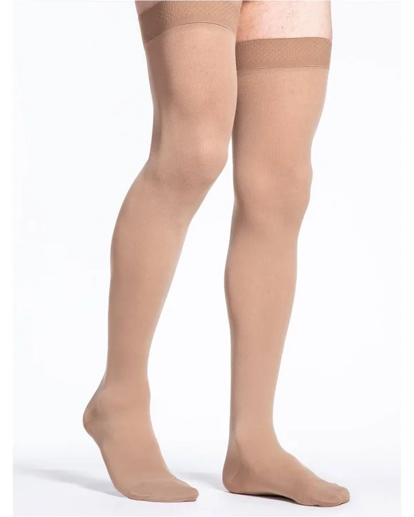 Sigvaris Natural Rubber Thigh High w/ Grip Top, Open Toe 30-40mmHg - Beige - Size L3 - 503NL3O77
