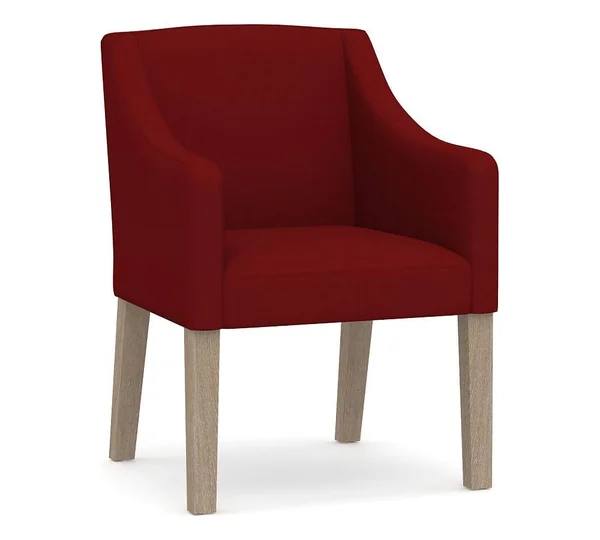 PB Classic Upholstered Slope Armchair with Seadrift Legs - Twill Sierra Red - sierra-red - Furniture - Dining Chairs & Benche