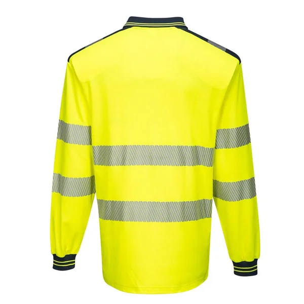 Portwest PW3 Hi-Vis Polo Shirt Long Sleeve T184 - Orange/Navy, L