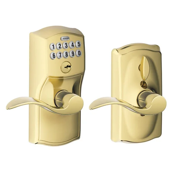 Schlage FE595 CAM/ACC Camelot Keypad Flex-Lock Entry Leverset with Accent Lever