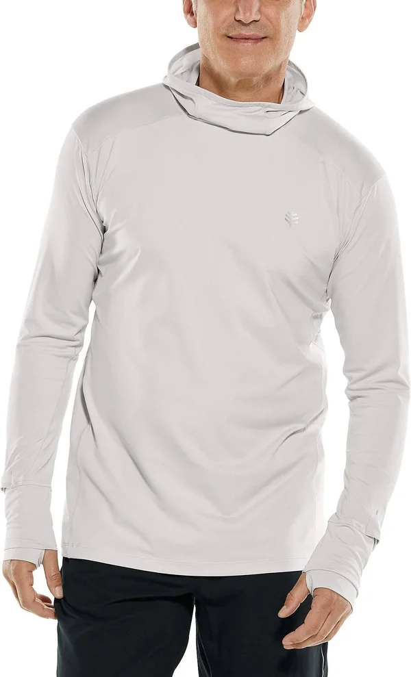Coolibar Men's Agility Performance Hoodie, UPF Protection Hoodies for Men, Grey, Small