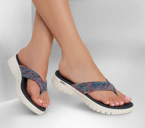 Skechers Women's On-The-Go Flex - Accent Sandals - Navy/Multi, 7.0