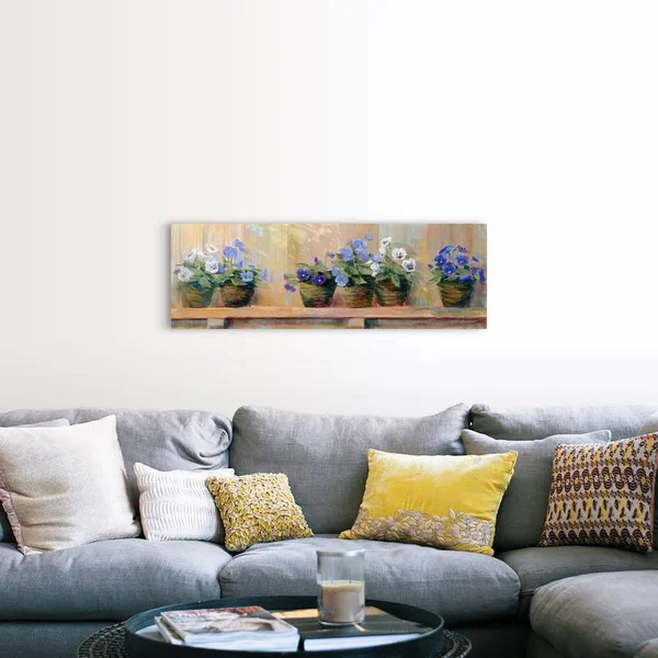 Violets in Pots, Canvas Wall Art, 48x16, Great Big Canvas