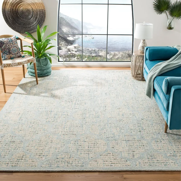 Safavieh 9& x 12& Abstract ABT474K Ivory - Turquoise Rug