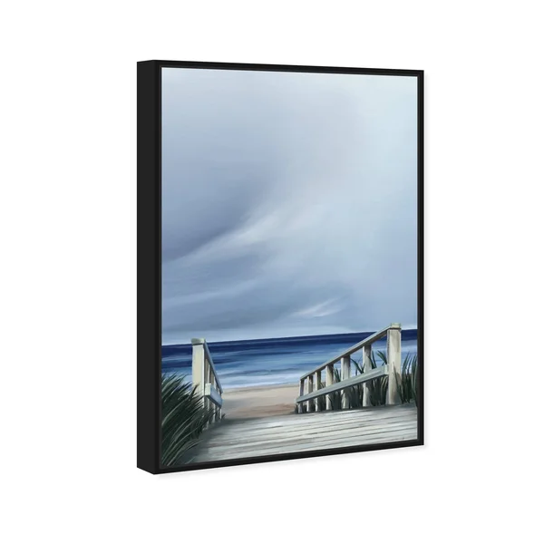 Oliver Gal 'Clouds on Vacation' Nautical and Coastal Wall Art Framed Canvas Print Coastal - White - Brown - 20 x 30 - Black