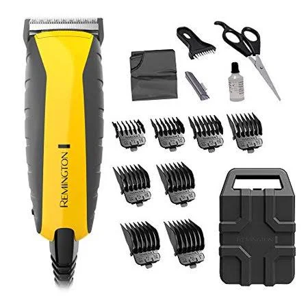 Remington Hc5850 Virtually Indestructible Haircut Kit & Beard Trimmer - Hair Clippers for Men (15 Pieces), Colors Vary, Black