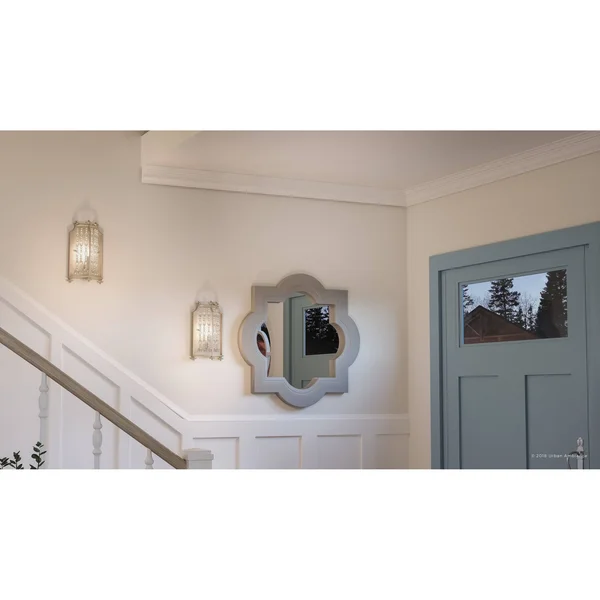 Urban Ambiance Luxury Luxe Wall Sconce, Size: 13-5/8 inchh x 8-1/4 inchw, with Transitional Style Elements, Antique Silver Finis