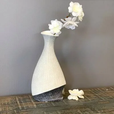 Kendari Two Tone Gray Ceramic Table Vase George Oliver Size: 9x22 H x 5x22 W x 4x22 D