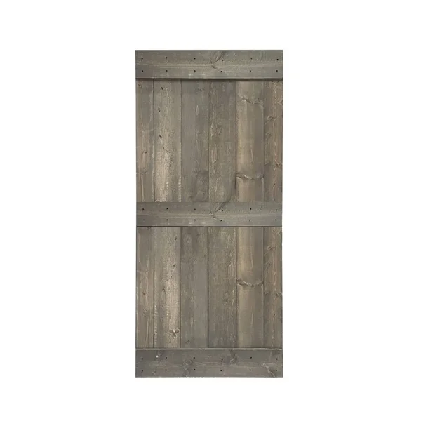 CALHOME Mid-Bar Series Stained Solid Wood Interior Sliding Barn Door - White - 42 x 84