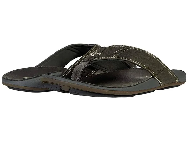 Olukai Men's Nui Leather Flip Flop - Island Salt 15