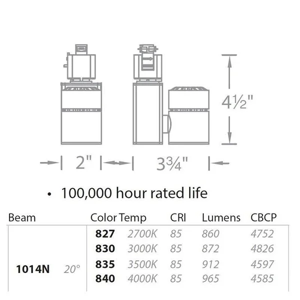 WAC Lighting - H-1014F-840-BK Exterminator II LED Track Head