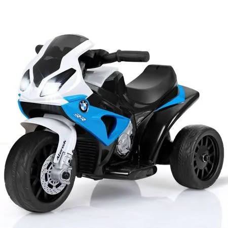 Gymax Kids Ride on Motorcycle BMW Licensed 6V Electric 3 Wheels Bicycle w/ Musicu0026Light, Blue