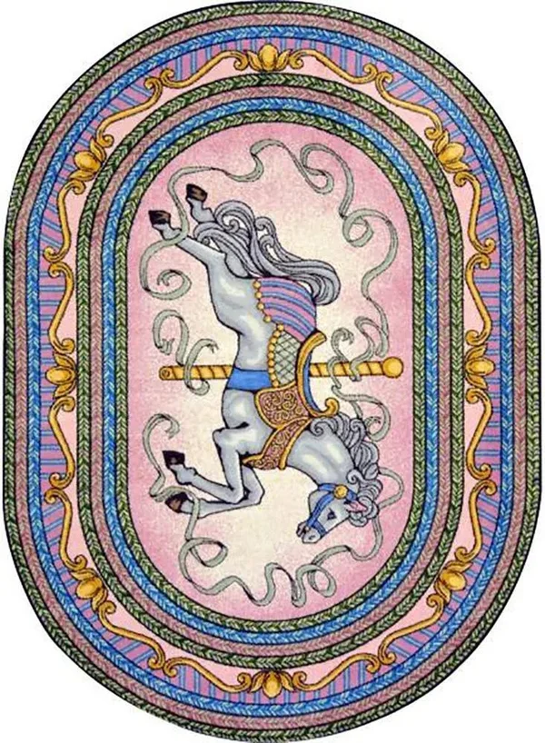 Joy Carpets 1473 Carousel Rug - Pink - 3&10x22 x 5&4x22 Oval