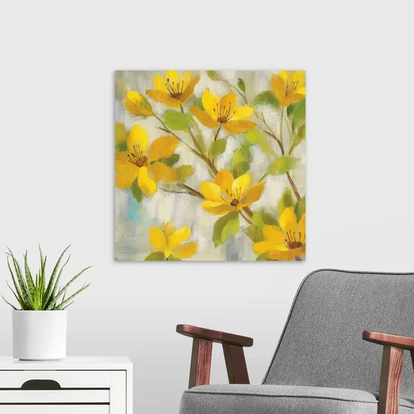 Golden Bloom I - Large Solid-Faced Canvas Wall Art Print, Great Big Canvas